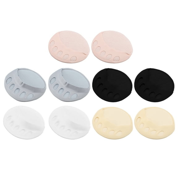 5 Pairs Soft Fabric Breathable Five Toes Forefoot Pads 5 Colors Black White Pink Gray Beige for Women
