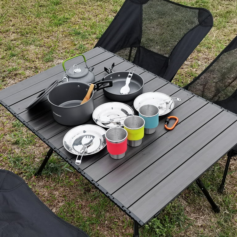 Camping Cookware Mess Kit Stove Pot Pan Cook Set Backpacking Outdoor Hiking