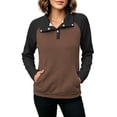 thumbnail image 2 of Women Color Block Textured Sweatshirt, Quarter Button Up Collared Long Sleeve Tops, Fall Basic Casual Golf Pullover Shirts S-3XL, 2 of 7