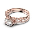 thumbnail image 4 of Dazzling Minimal Art Deco 2.00 Carat Oval Cut Diamond Moissanite Unique Engagement Ring, Wedding Ring, One Matching Band in 925 Sterling Silver With 18k Rose Gold Plating Gift For Woman, 4 of 4