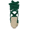 thumbnail image 4 of BLISSFUL STEP Sandales Espadrilles à Lacets à Talon Compensé à Brides pour Femme Vert US 9, 4 of 7