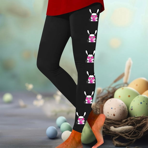 MKLEKYY Leggings de mujer de vestir Pantalones de yoga de conejito de Pascua para mujer Pantalones casuales Mallas Leggings