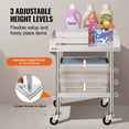 thumbnail image 5 of VEVOR Stainless Steel Work Table, 24 x 24 x 30 Inch Commercial Food Prep Worktable with 4 Wheels, Casters, 3-Sided Backsplash Heavy Duty Prep Worktable, Metal Work Table for Restaurant Home Hotel, 5 of 6