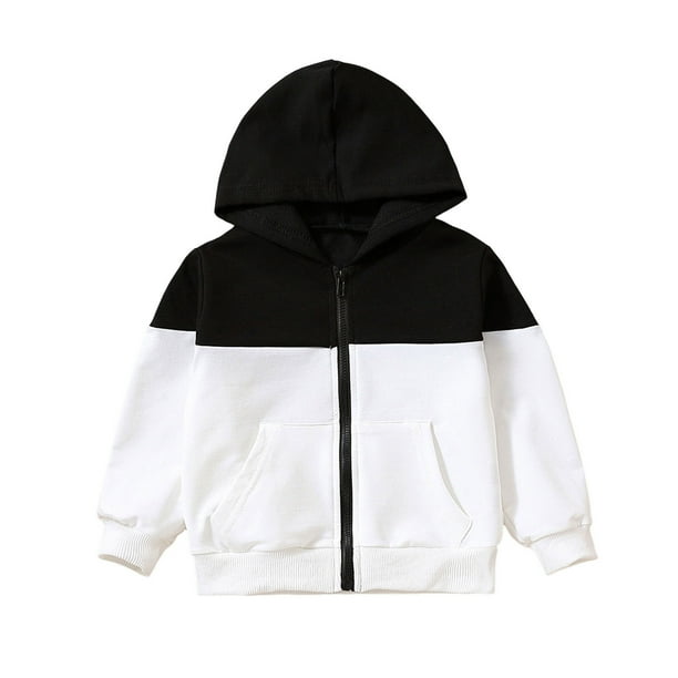 Gibobby Chamarra de invierno para bebé niñoNiños pequeños Niñas Manga larga Invierno Cálido Outwear Chaqueta Abrigo Patchwork Color Sudadera con capucha(Negro, 12-18 Meses)