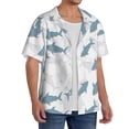 thumbnail image 4 of Vsdgher Party Shark Cute Print Men's Wrinkle Free Untucked Cuban Shirt Business Casual Button Down Shirts Short Sleeve Shirt, 4 of 7