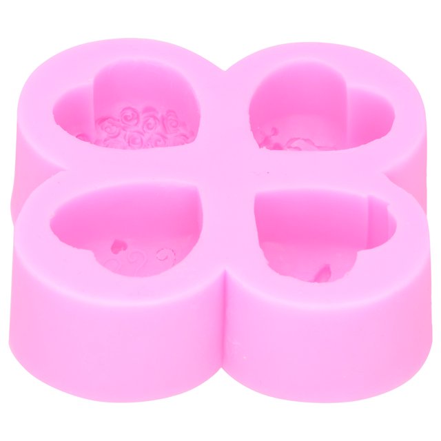 Molde de silicona para bricolaje, 4 cavidades, diferentes formas de corazón, pastel, jabón de chocolate, yeso de aromaterapia