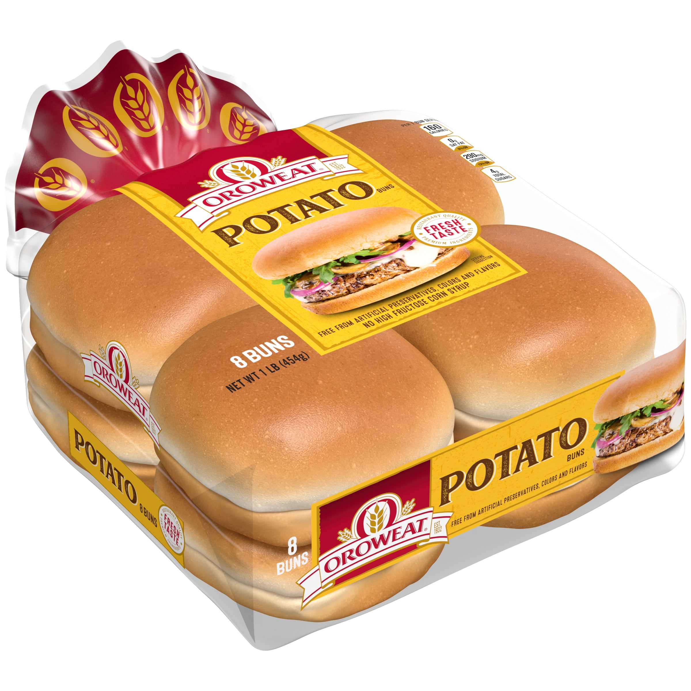 Oroweat Country Potato Sandwich Buns, Burger Size, 8 Buns, 16 oz