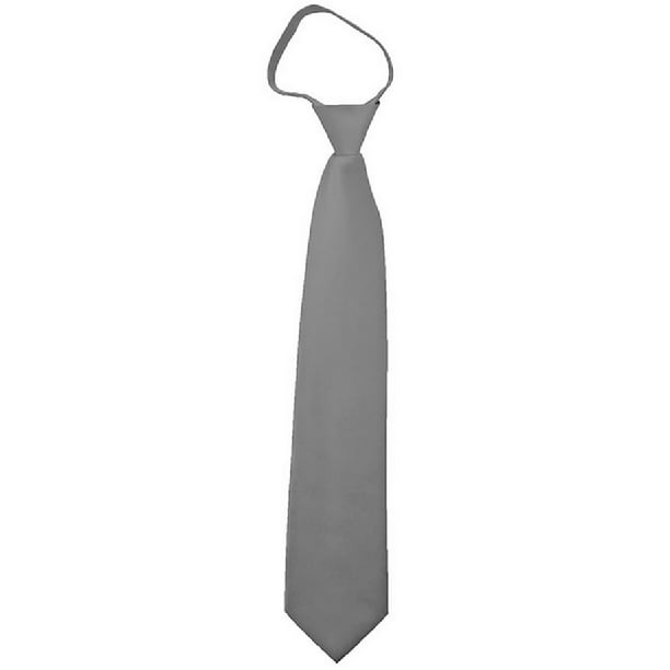 NYFASHION101 Cravate à Glissière Formelle de Couleur Unie pour Hommes, Argent, 17 Po