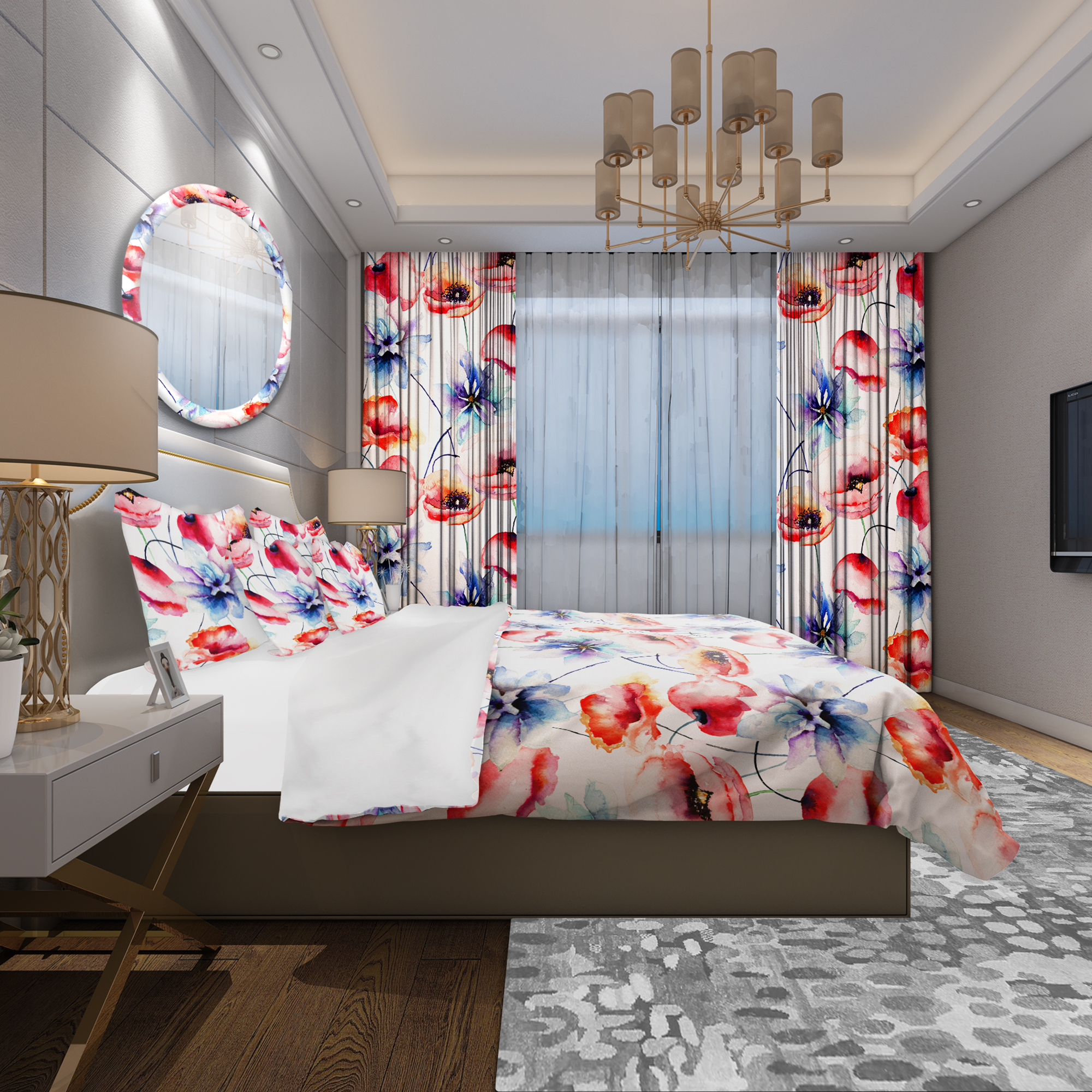 Designart 'Contempoary Colorful Flowers' Modern & Contemporary Duvet Cover Set