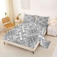 thumbnail image 2 of jejeloiu Elegant Damask King Sheets For Men Women,Floral Pattern Bedding,Black White,4 Pieces,1 Flat Sheet, 1 Fitted Sheet and 2 Pillowcases, 2 of 6