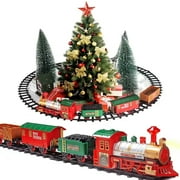 Pusiti Classic Christmas Train Set With Lights And Sounds Railway Tracks Sets Battery Operated Locomotive Engine And 115 Ft Tracks Playset For Under The Tree Electronic Toys Gift For Kids