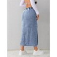 thumbnail image 2 of Light Wash-2 Denim Midi Skirt With Front Button Closure And High Side Slit, 2 of 30