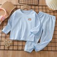 thumbnail image 2 of NOLDARES Toddler Baby Boy Outfits Long Sleeve Letter Print Sweatshirt Solid Pants Autumn Winter Clothes Set Size:1-2 Y,Light Blue, 2 of 5