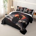 thumbnail image 3 of Homewish Traditional Samurai Print Twin Quilt Set,Japanese Ink Painting Twin Coverlet Set,2 Pieces, 3 of 7