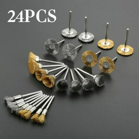 

Dreamhall 24Pcs Wire Brushes Set Steel Wire Wheels Pen Brushes Set Kit Accessories for Rotary Tool