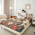 thumbnail image 5 of Homewish Romantic Couple Skeleton Twin Sheet Sets, Retro Rustic Flower Floral Twin Fitted Sheet, Mandala Bohemian Style Flat Sheet, Lightweight Room Decor, 3pcs, 5 of 8