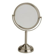 Jerdon JP910NB 6-Inch Tabletop Two-Sided Swivel Vanity Mirror with 10x Magnification, 11-Inch Height, Nickel Finish