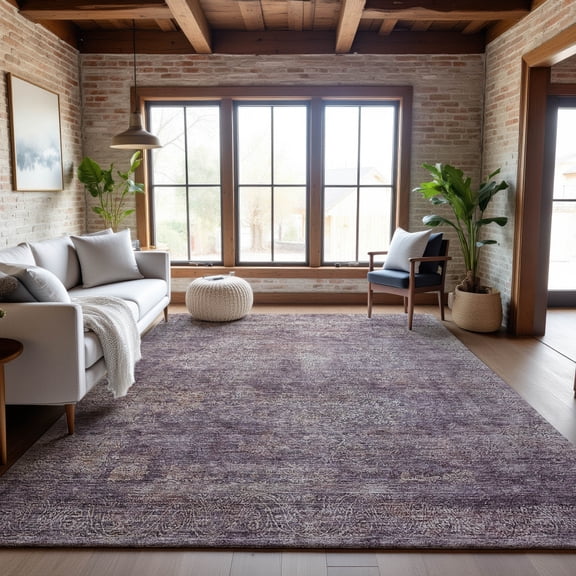 Addison Rugs Mayfield Premium Machine Washable Traditional Global Plum Rectangle Rug, 10' x 14'
