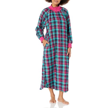 

AmeriMark Women s Flannel Plaid Long Night Gown Long Sleeve Lounge Dress Boysenberry LG
