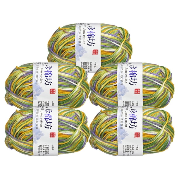 Uxcell paquete de 5 ovillos de 50g de hilo de mezcla de algodón para ganchillo, Verde Amarillo