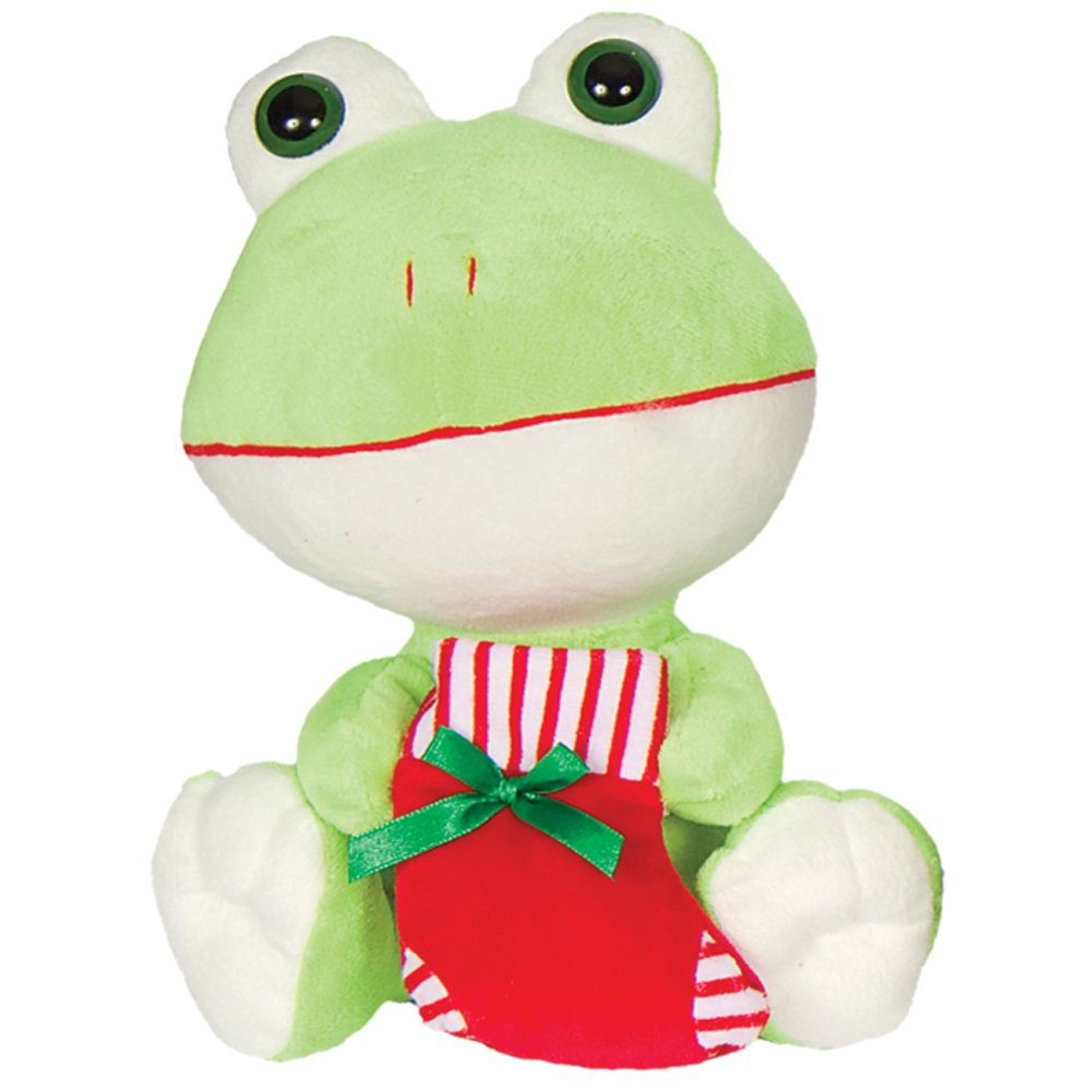 Kelly Toy Cute Christmas Stocking Frog 10" Plush Animal, Green