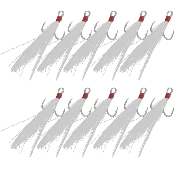 Anzuelo de ancla triple de pesca, 10 piezas BOXSZ012 Anzuelo de pesca de acero inoxidable Anzuelo de ancla triple de pesca con pluma de durabilidad extendida