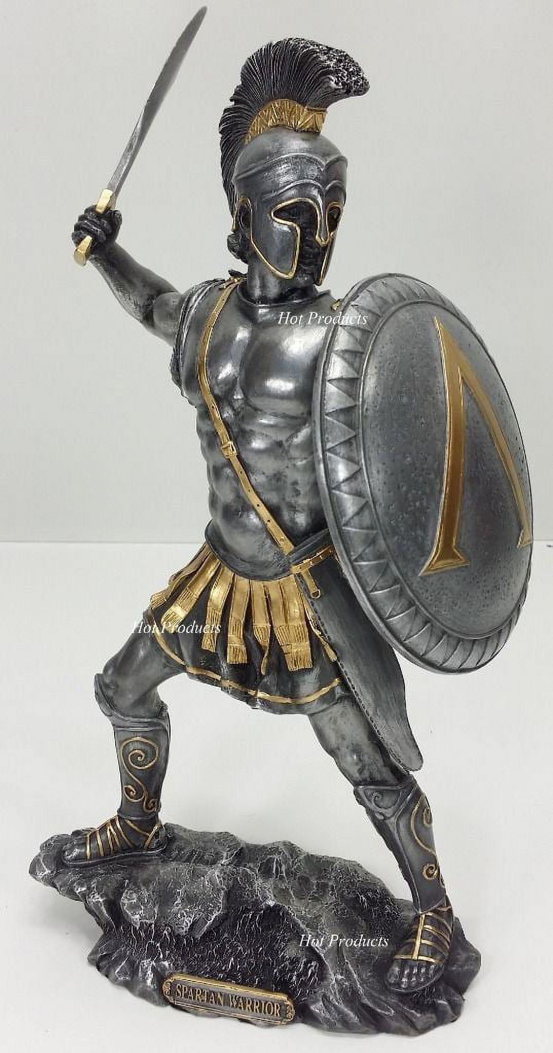 Unicorn Studio Spartan Warrior Statue, Pewter Finish, 13.25
