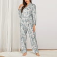 thumbnail image 2 of Fuzoiu white Moose winter tree Print Women's Long-Sleeved Pajama,Lounge Button Down Nightwear,Womens Notch Collar Pajama Set-Medium, 2 of 7