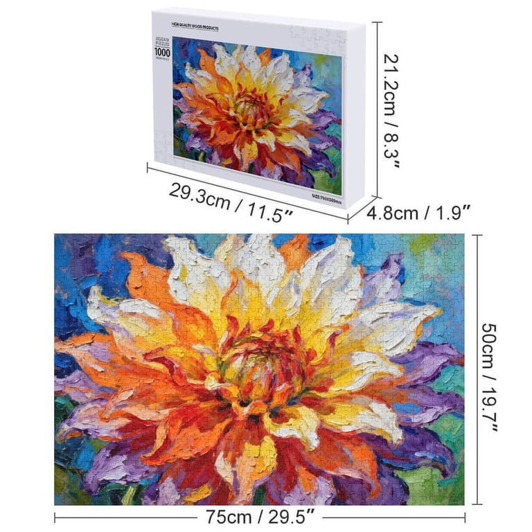 1000 Piece Rainbow Flower Puzzle for Adults – Colorful Dahlia