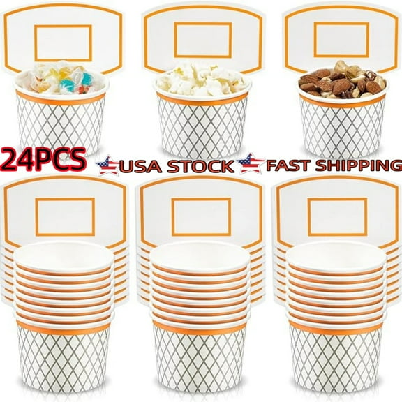 Basketball Hoop Snack Cups Basketball Party Decorations (24 Pieces)