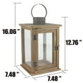 thumbnail image 5 of Stonebriar 13" Tabletop Farmhouse Wooden Hurricane Candle Lantern, Brown, 5 of 9