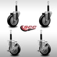 thumbnail image 2 of 4 Inch SS Black Poly Wheel Swivel 3/4 Inch Expanding Stem Caster Set 2 Brakes, 2 of 2