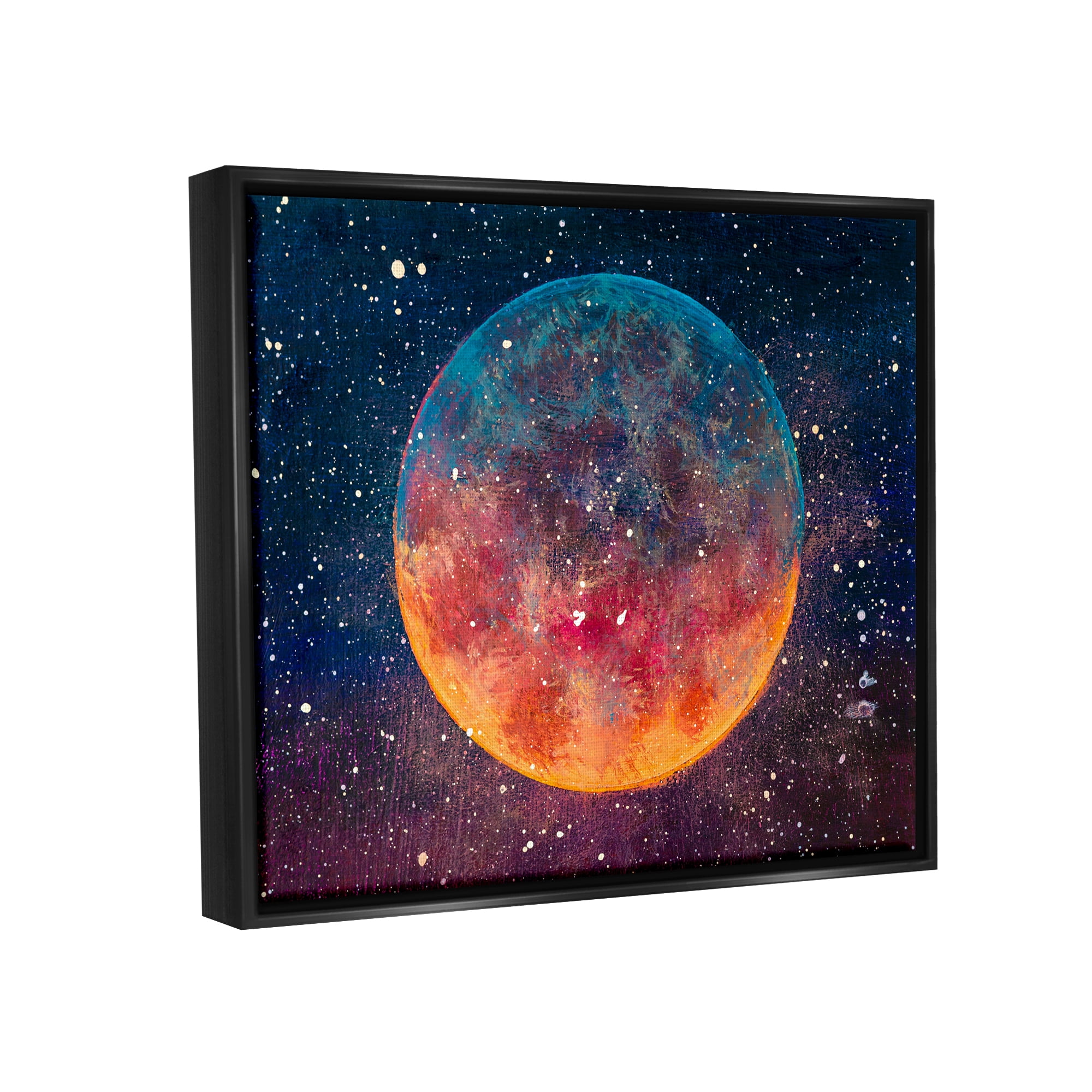Stupell Industries Starry Night Planet Nature Painting Black Floater Framed Art Print Wall Art, 31 x 25