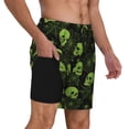 thumbnail image 2 of Yiaed Skulls And Cobwebs Print Mens Swim Trunks Bathing Suit Compression Liner Beach Swim Shorts Swimwear Quick Dry Zipper Pocket No-Chafing Board Short-X-Large, 2 of 6