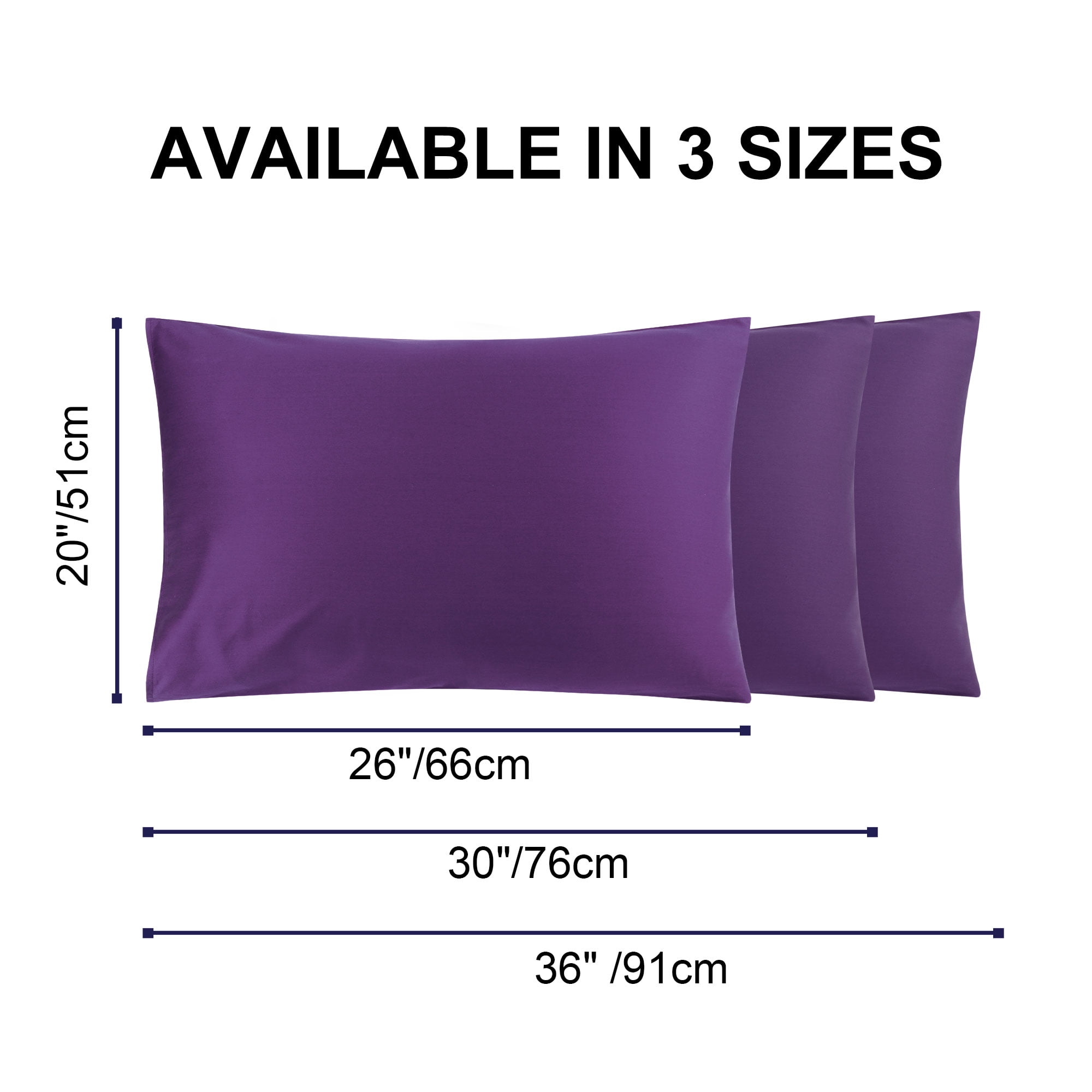 Unique Bargains Breathable Cotton Envelope Closure Pillowcases 2 Pcs Grape King