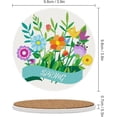 thumbnail image 2 of Round Drink Coasters, 6 Pcs Spring Elements Flower Leaf Absorbent Ceramic Coaster with Cork Base for Coffee Cups Housewarming Gift for Home Decor, 2 of 5