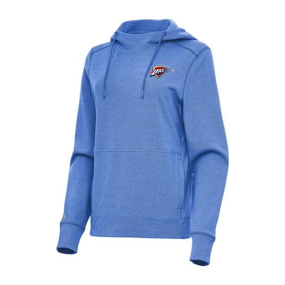 Women's Antigua Heather Blue Oklahoma City Thunder Justice Pullover Hoodie
