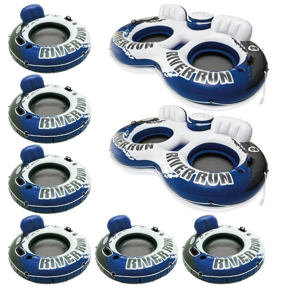 Intex River Run II 2 Person Float (2 Pack) & River Run I Float (6 Pack)