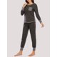 thumbnail image 5 of Conjunto de pijamas de 2 piezas para mujer, pantalones de manga larga, ropa de dormir Irfora Gris/Medio, 5 of 7