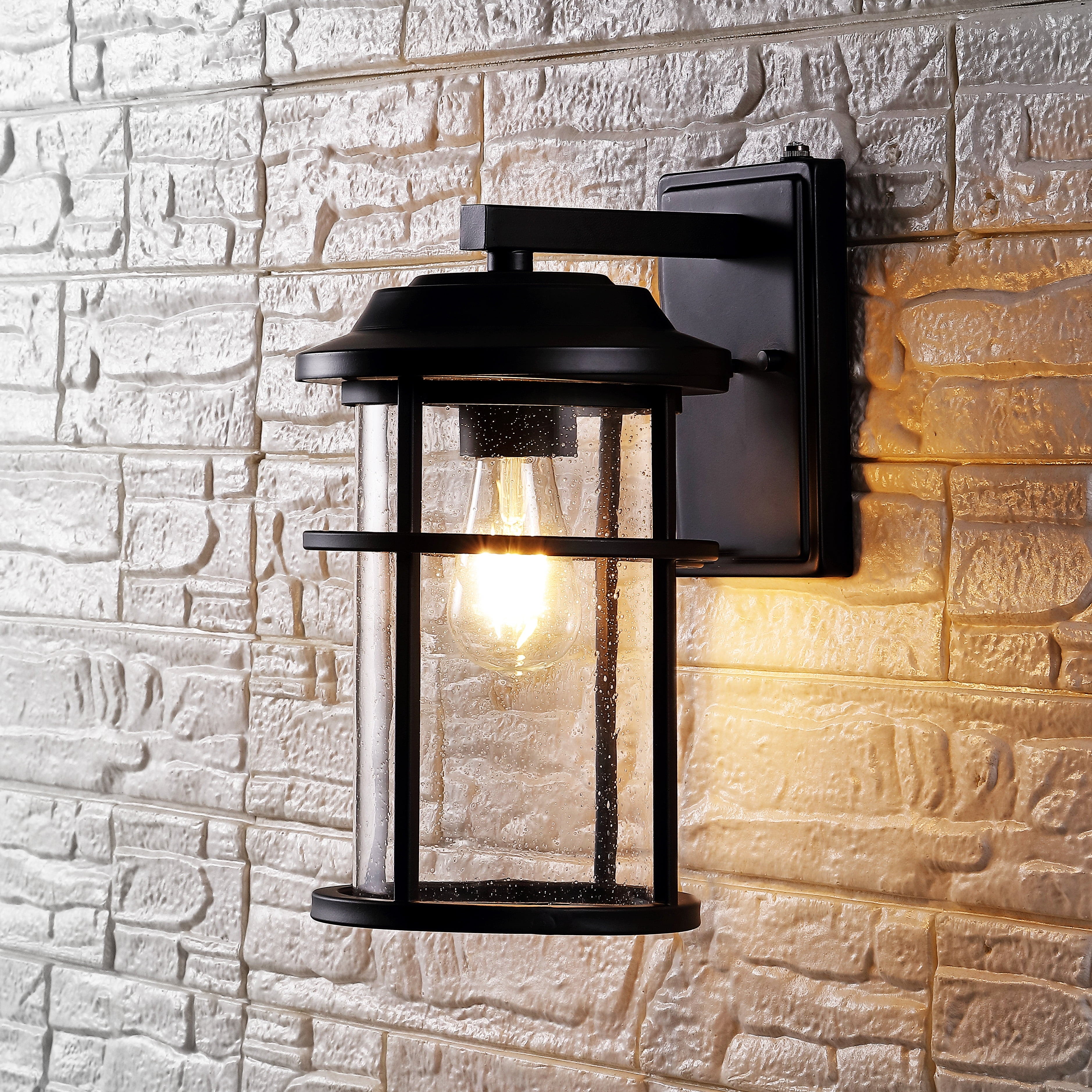 SAFAVIEH Cianna LED Matte Black Metal Wall Sconce with Clear Shade, Set of 2