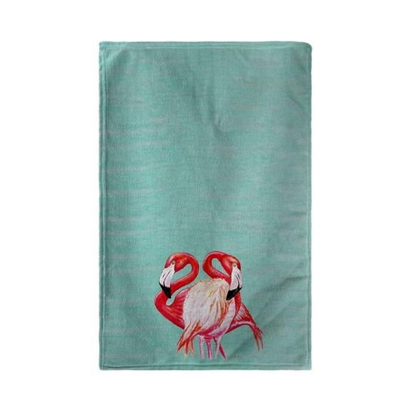 Betsy Drake KT384C Two Flamingos - Aqua Kitchen Towel
