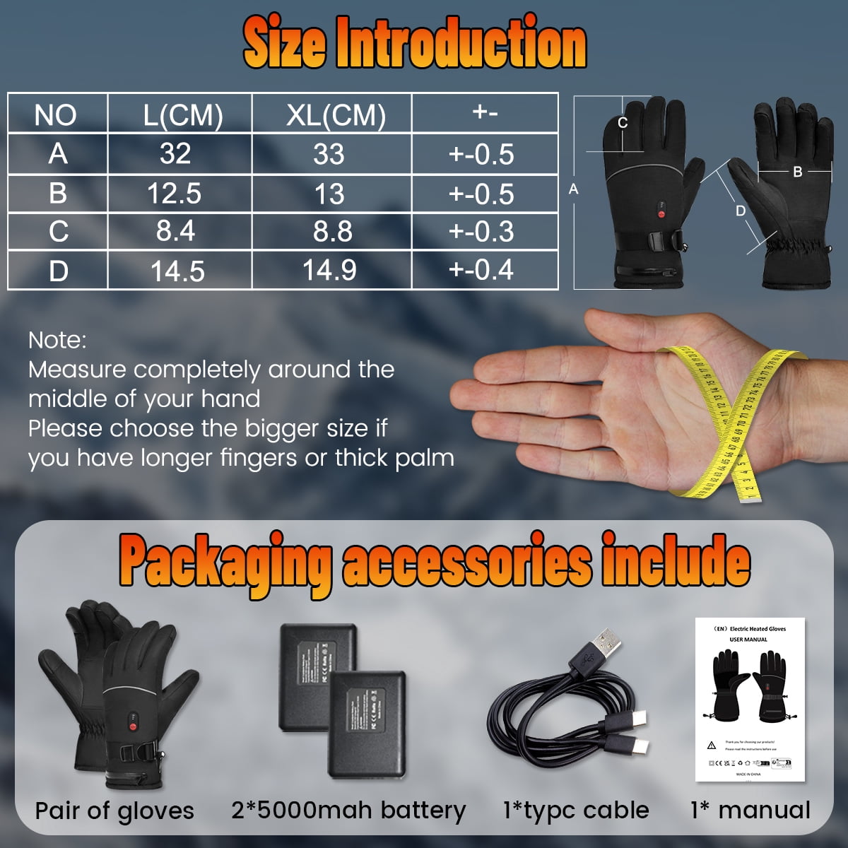 GUQDZOF Heated Gloves for Men Women with 7.4V 10000mAh Rechargeable Battery Waterproof Heated Ski Gloves for Motorcycle Working Hunting Hiking Camping Walking Arthritis Raynaud Skiing, M