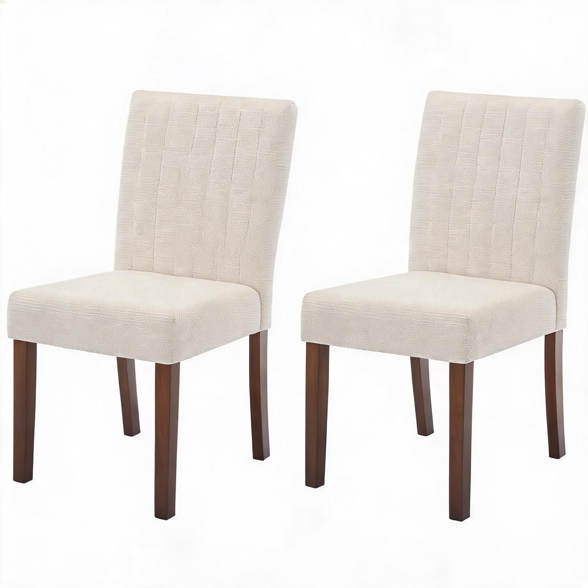 Modern Comfort Upholstered Dining Chairs Set of 2 Soft Linen Fabric Sturdy Wood Legs Parsons Style Ideal for Kitchen Dining Room Restaurant Cafe