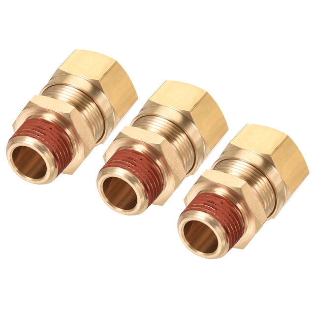 Unique Bargains Raccord de Tube de Compression en Laiton 3/8NPT x 5/8 Pieds Tube OD Raccord Droit Lot de 3