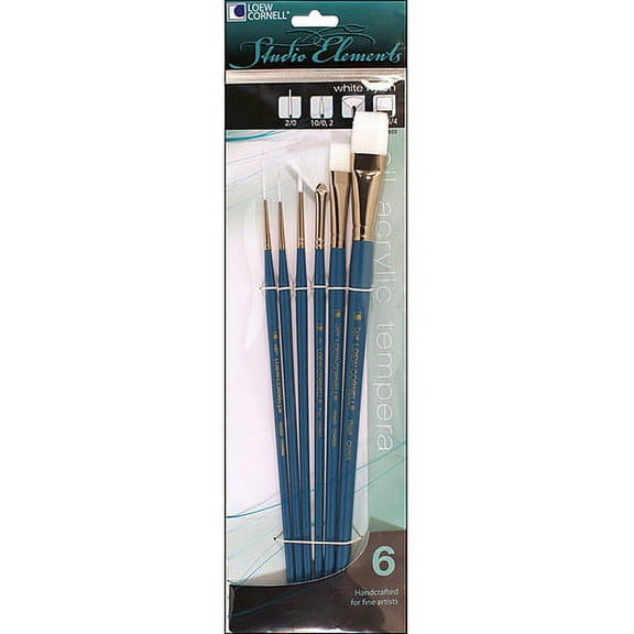 Loew-Cornell Studio Elements Long Handle White Nylon Brush Set (Pack of 6)