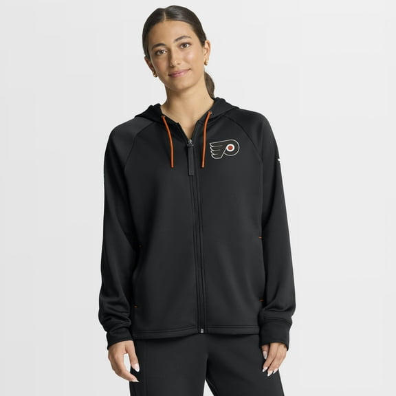 Women's Fanatics Black Philadelphia Flyers Authentic Pro Rink Raglan Full-Zip Hoodie
