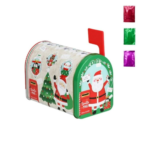 Christmas Mailbox-Shaped Tin With Lid, 1-ct. w/ Snoep in Beperkte Oplage – Decorative Candy Storage Box, Perfect for Christmas Treats & Gifting