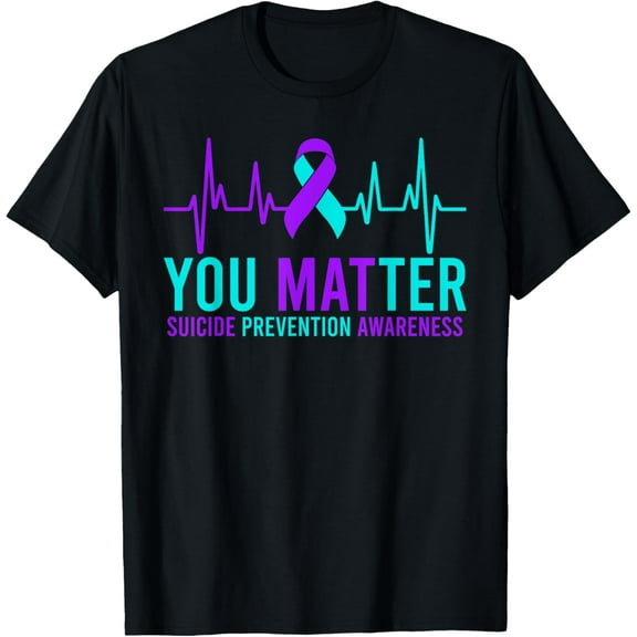 Suicide Prevention Awareness You Matter Ribbon Heartbeat T-Shirt