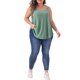thumbnail image 2 of Camisetas sin mangas de talla grande Agnes Orinda para mujeres, con bordado de ojales, tirantes de espagueti y ajuste holgado, 2X, verde grisáceo, 2 of 6