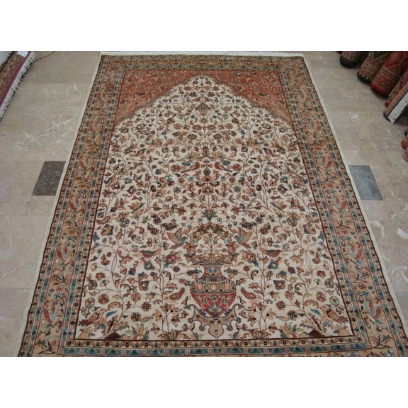 Ahmedani Linen Awesome Tree of Life Floral Oriental Adult Indoor Home Decor Area Rug Hand Knotted Carpet (9 x 6)'